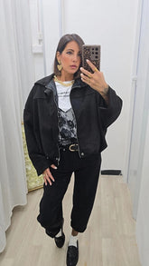 Giubbino Scamosciato Nero